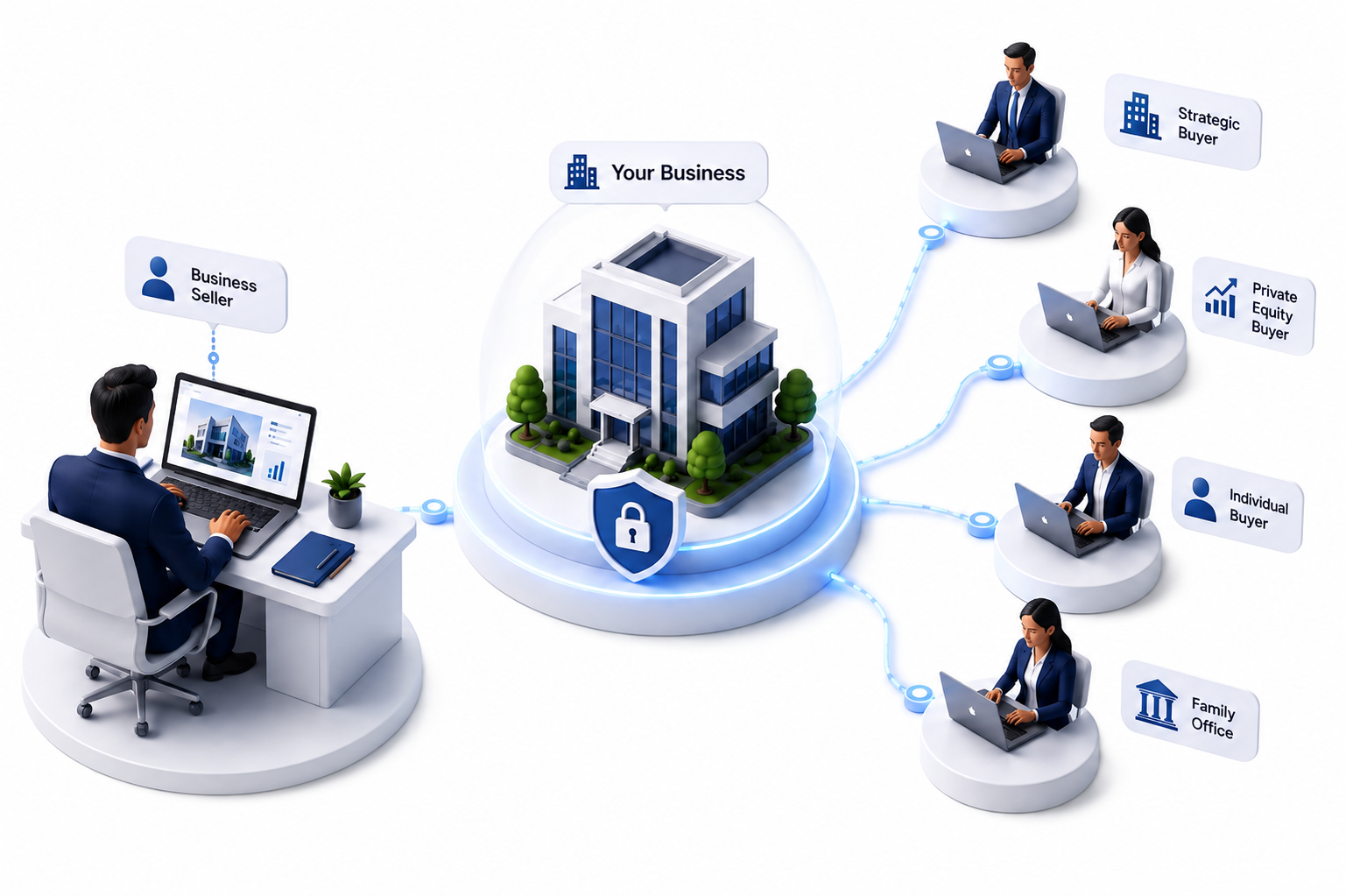 MergerDomo seller workflow illustration